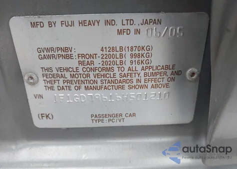 2006 Subaru Impreza Wrx Limited z USA, uszkodzony, nr VIN JF1GD79616H501210